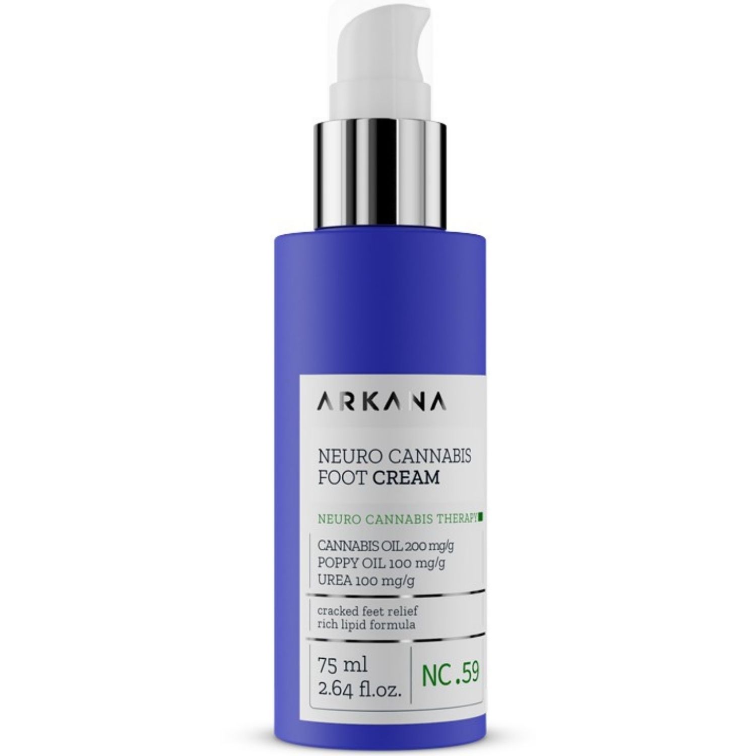Arkana - Neuro Cannabis Foot Cream - Заживляющий нейрокрем для ног, 75 мл