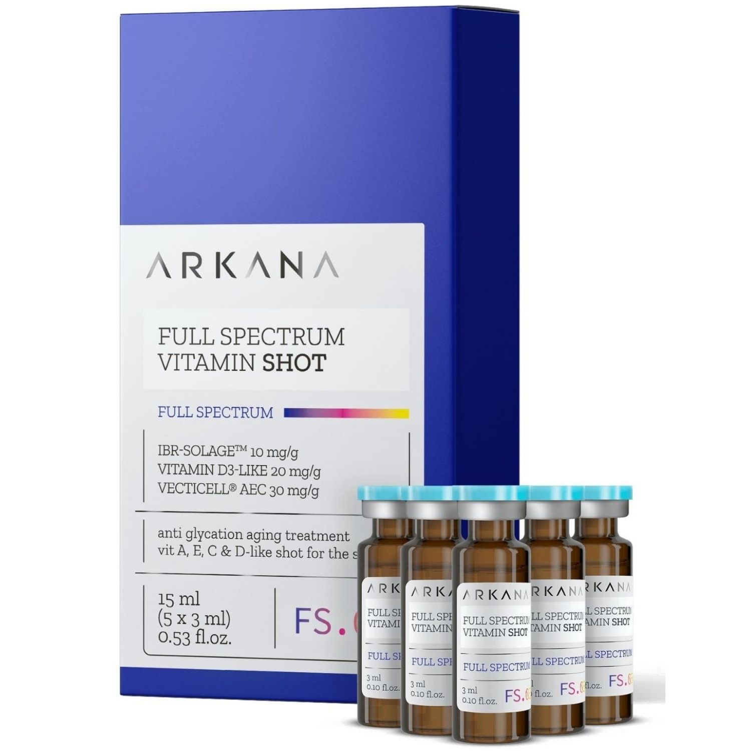 Arkana - Full Spectrum Vitamin Shot - Витаминный коктейль для лица комплексного действия, 5 х 3 мл
