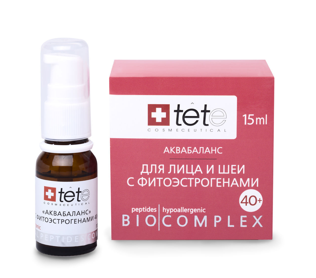 TETe - TETe Биокомплекс аквабаланс для лица и шеи с фитоэстрогенами 40+, 15 мл