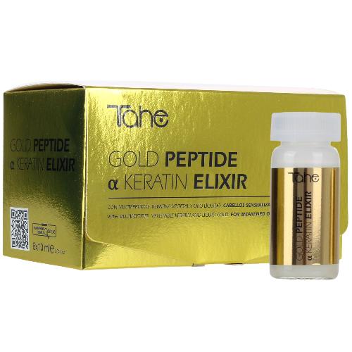 Tahe Cosmetics - GOLD PEPTIDE KERATIN ELIXIR - Концентрированная сыворотка c мультипептидами, кератином, 6х10 мл
