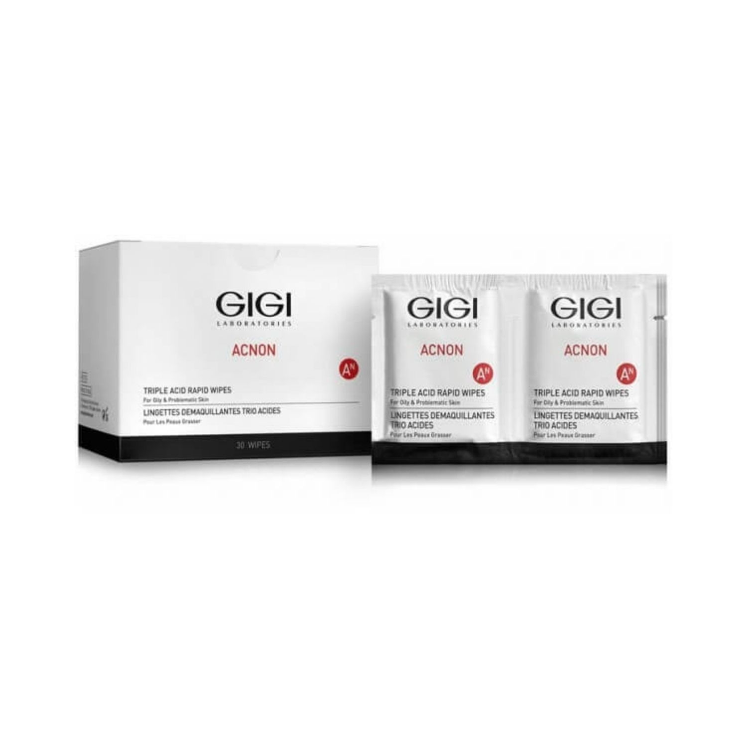 GIGI - ACNON Triple Acid Rapid Wipes - Влажные очищающие салфетки, 30 шт