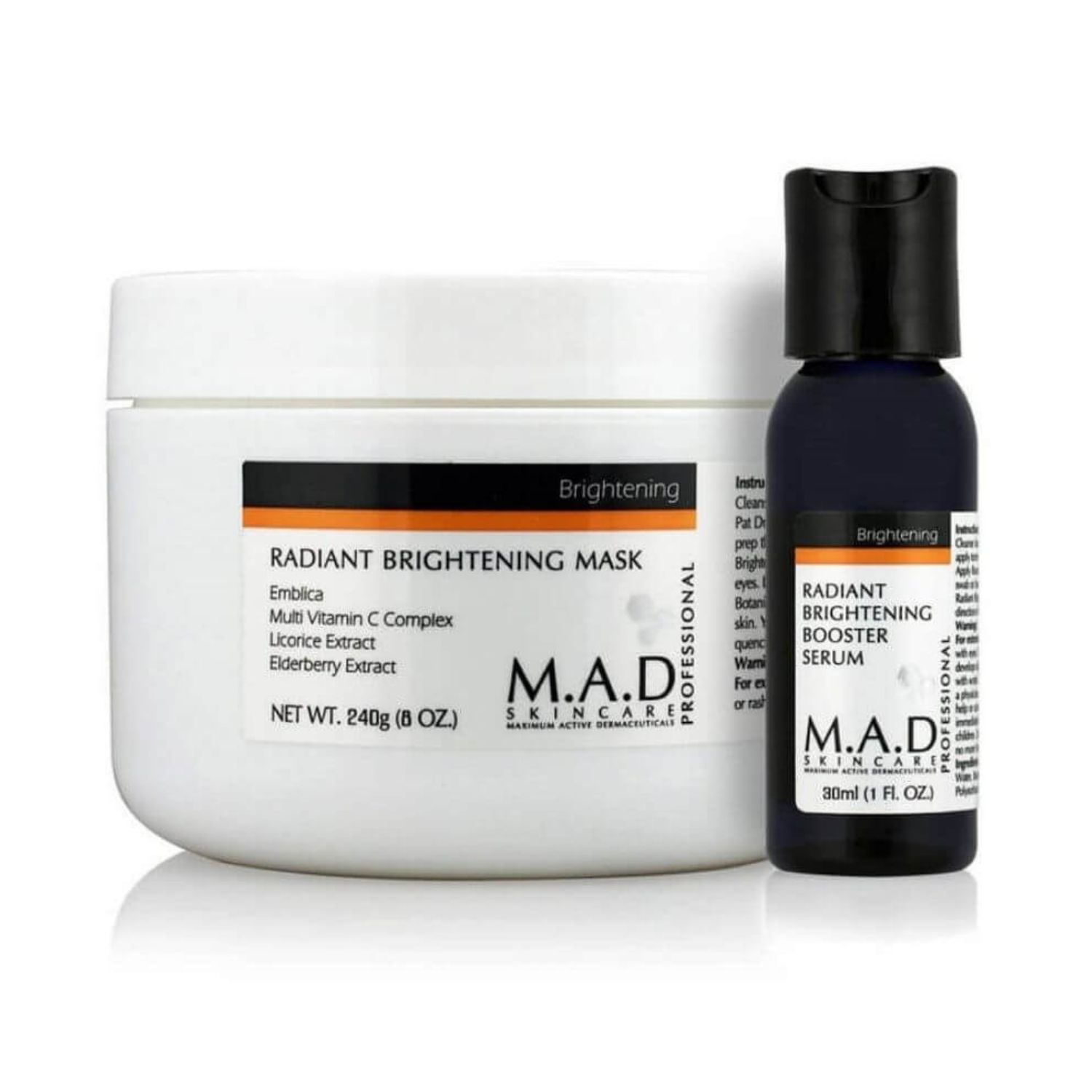 M.A.D skincare - Набор Radiant Brightening Mask+ Brightening Skin Booster Serum pH 7.0, 240 г + 30 мл